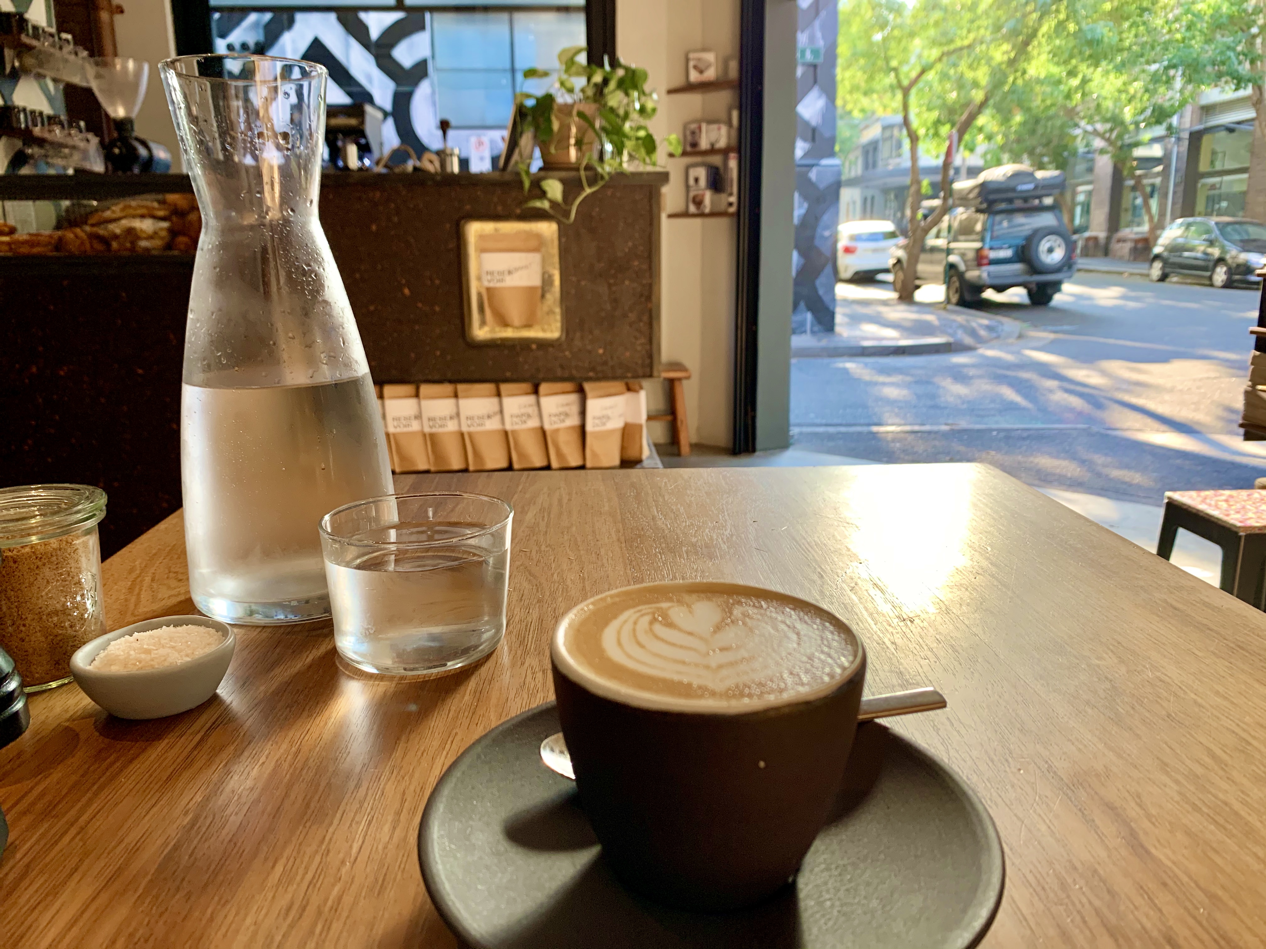 Flat white coffee at Single O coffee shop Surry Hills Sydney Australia