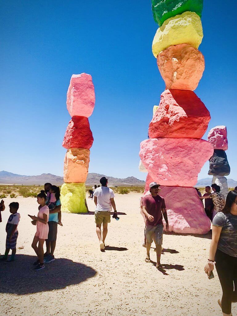 Tall painted rocks in Nevada