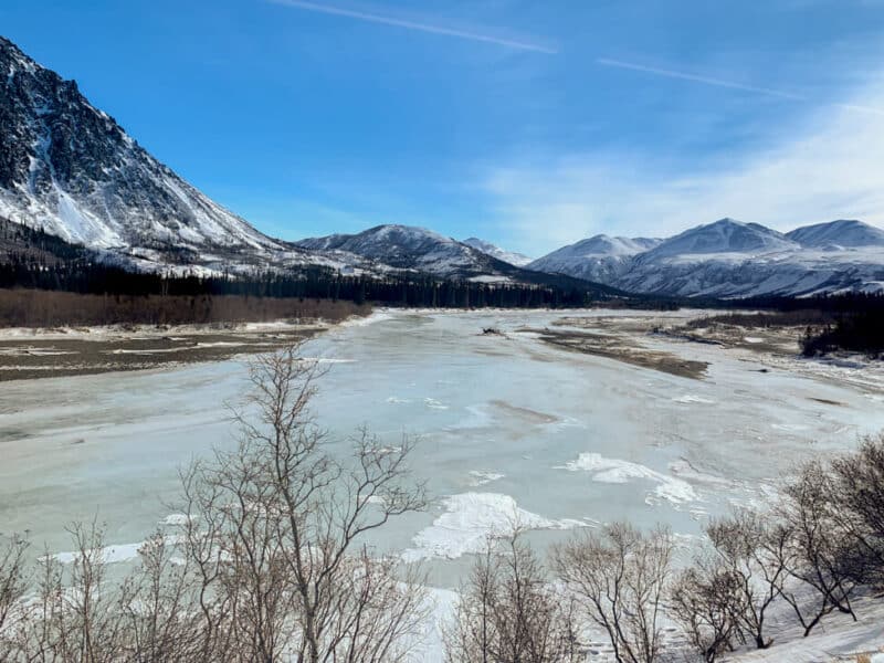 A frozen river in Alaska