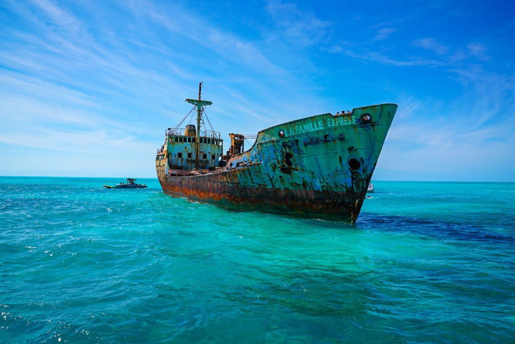rusted ship wreck in Turks and Caicos