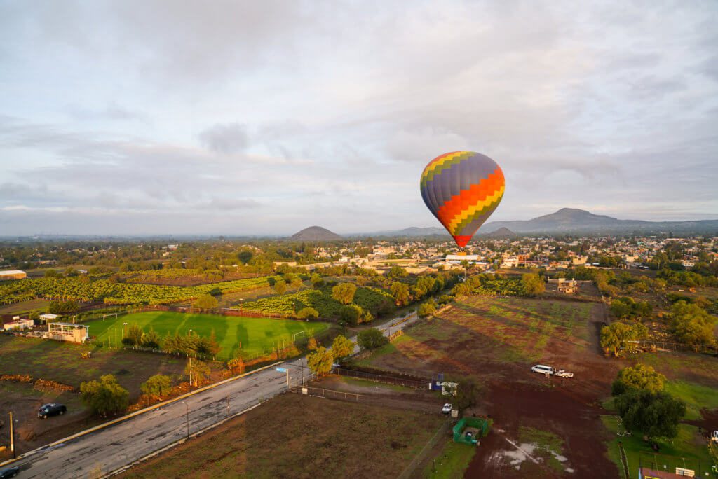 hot air balloon near Teotihuacan, Mexico